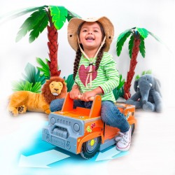 Masinuta de impins Jeep Safari 2 in 1 Ride and Play Kidarft - Joc cu sunete constructie robusta din lemn 